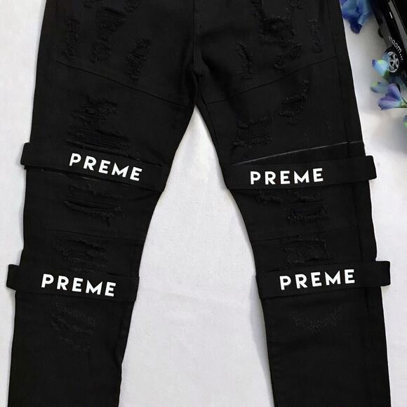 Preme NWOT Black Distressed Skinny Jeans Men 32 - Picture 4 of 10